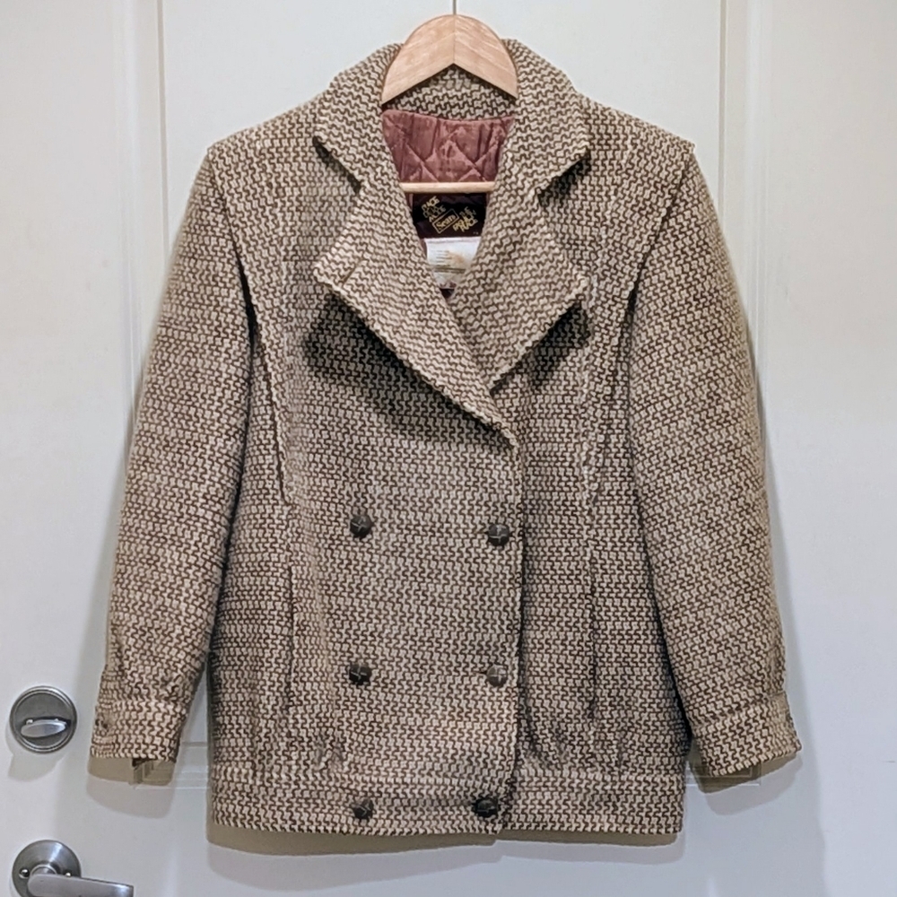 EUC Sears L Vintage 80s Wool Button Down Bomber Coat